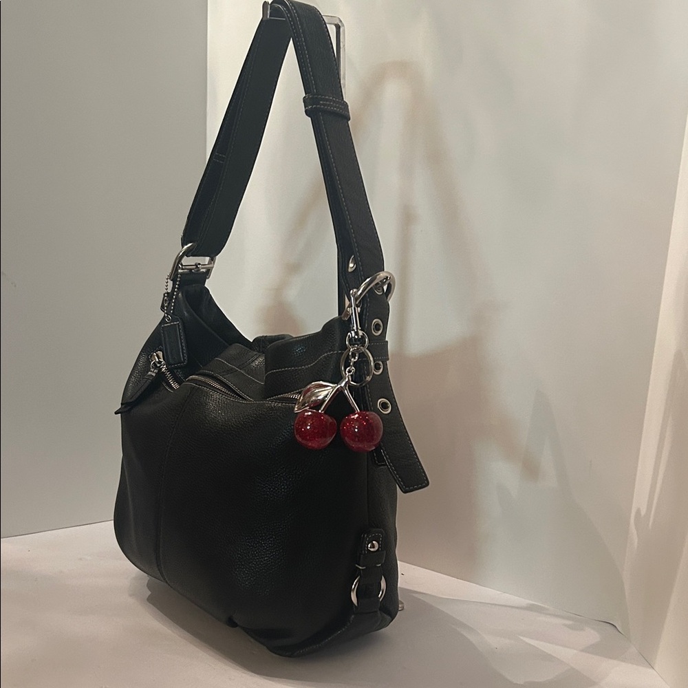 Coach Black Shoulder Bag with Cherry Charm
